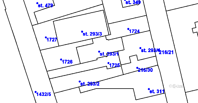 Parcela st. 293/1 v KÚ Poříčí u Trutnova, Katastrální mapa