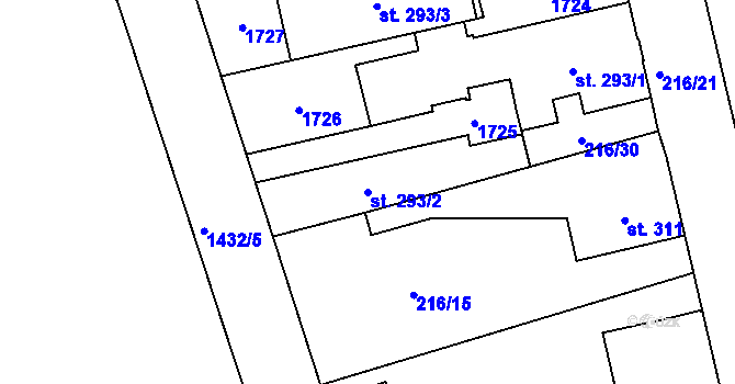 Parcela st. 293/2 v KÚ Poříčí u Trutnova, Katastrální mapa