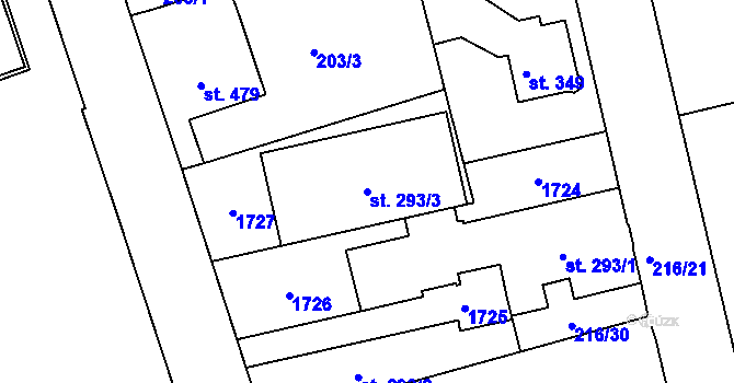 Parcela st. 293/3 v KÚ Poříčí u Trutnova, Katastrální mapa
