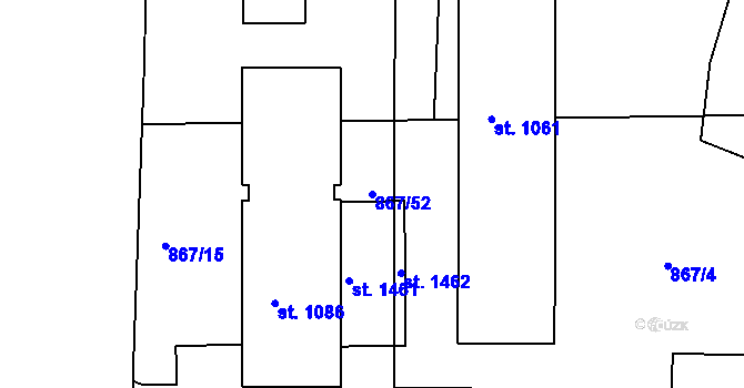 Parcela st. 867/52 v KÚ Poříčí u Trutnova, Katastrální mapa