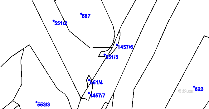 Parcela st. 551/3 v KÚ Poříčí u Trutnova, Katastrální mapa