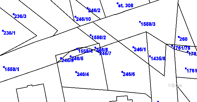 Parcela st. 246/7 v KÚ Poříčí u Trutnova, Katastrální mapa