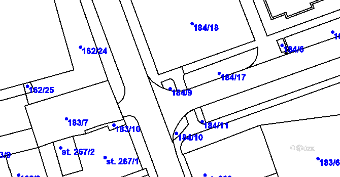 Parcela st. 184/9 v KÚ Poříčí u Trutnova, Katastrální mapa