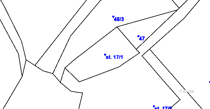 Parcela st. 17/1 v KÚ Bojiště u Trutnova, Katastrální mapa