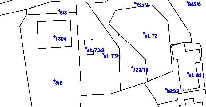 Parcela st. 73/1 v KÚ Bojiště u Trutnova, Katastrální mapa