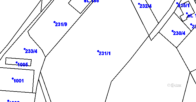 Parcela st. 231/1 v KÚ Bojiště u Trutnova, Katastrální mapa