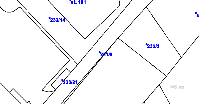 Parcela st. 231/8 v KÚ Bojiště u Trutnova, Katastrální mapa