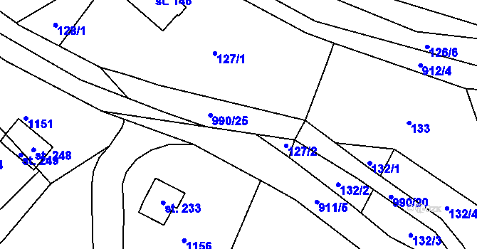 Parcela st. 990/25 v KÚ Bojiště u Trutnova, Katastrální mapa