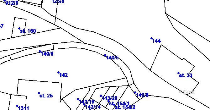 Parcela st. 140/5 v KÚ Bojiště u Trutnova, Katastrální mapa