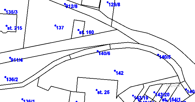 Parcela st. 140/6 v KÚ Bojiště u Trutnova, Katastrální mapa