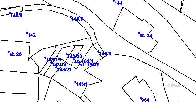 Parcela st. 140/8 v KÚ Bojiště u Trutnova, Katastrální mapa