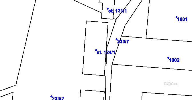 Parcela st. 124/1 v KÚ Bojiště u Trutnova, Katastrální mapa