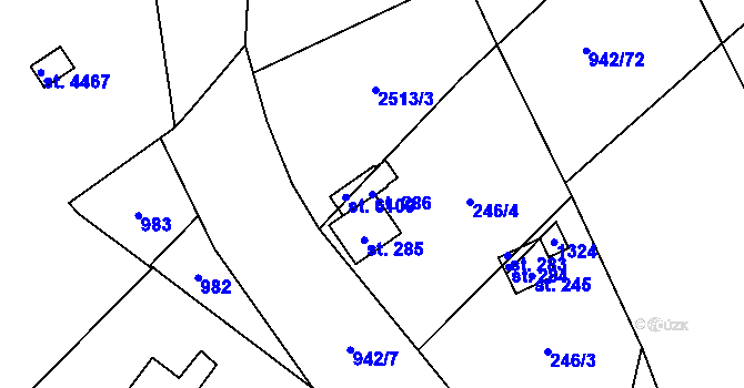 Parcela st. 286 v KÚ Bojiště u Trutnova, Katastrální mapa