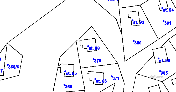Parcela st. 88 v KÚ Oblanov, Katastrální mapa