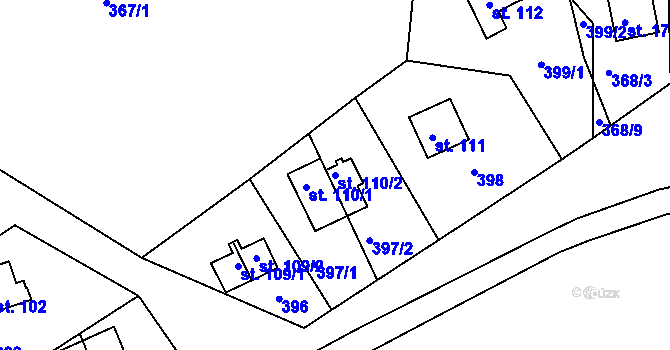 Parcela st. 110/2 v KÚ Oblanov, Katastrální mapa