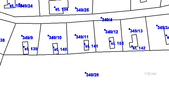 Parcela st. 141 v KÚ Oblanov, Katastrální mapa