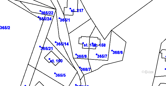 Parcela st. 159 v KÚ Oblanov, Katastrální mapa