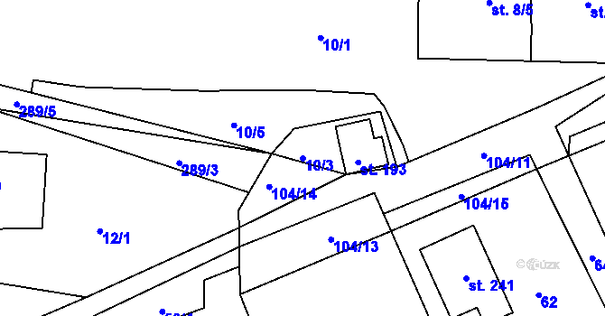 Parcela st. 10/3 v KÚ Oblanov, Katastrální mapa