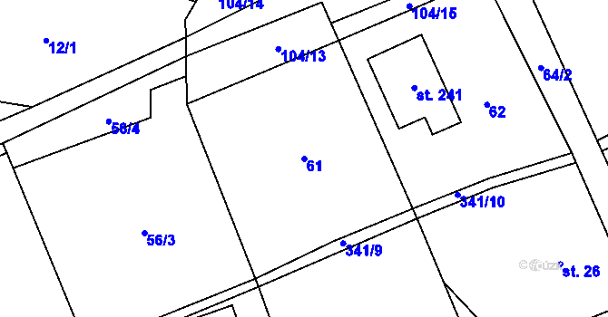 Parcela st. 61 v KÚ Oblanov, Katastrální mapa
