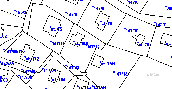 Parcela st. 147/12 v KÚ Oblanov, Katastrální mapa