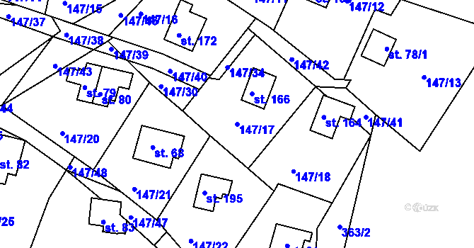 Parcela st. 147/17 v KÚ Oblanov, Katastrální mapa
