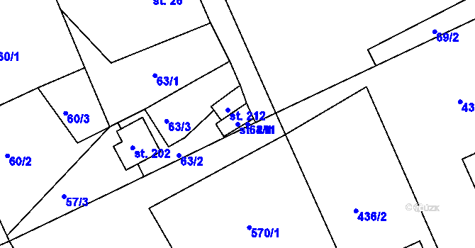 Parcela st. 211 v KÚ Oblanov, Katastrální mapa