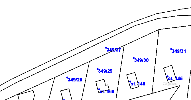 Parcela st. 349/37 v KÚ Oblanov, Katastrální mapa