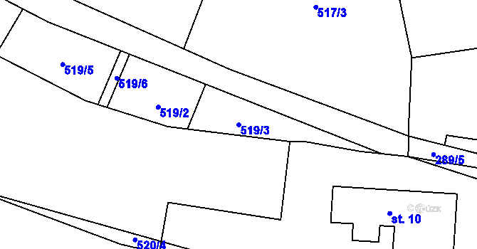 Parcela st. 519/3 v KÚ Oblanov, Katastrální mapa