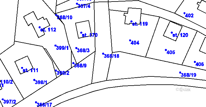 Parcela st. 368/18 v KÚ Oblanov, Katastrální mapa