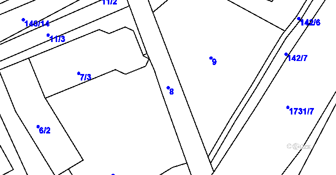 Parcela st. 8 v KÚ Třanovice, Katastrální mapa