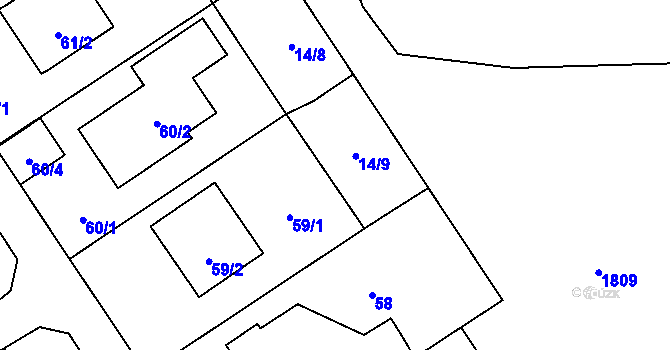 Parcela st. 14/3 v KÚ Třanovice, Katastrální mapa