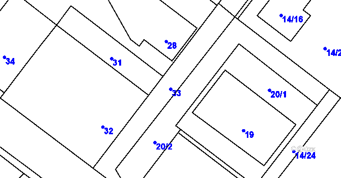 Parcela st. 33 v KÚ Třanovice, Katastrální mapa
