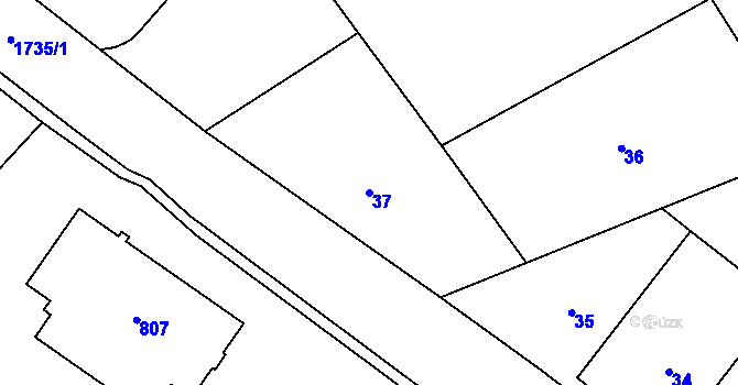 Parcela st. 37 v KÚ Třanovice, Katastrální mapa