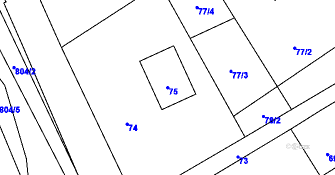 Parcela st. 75 v KÚ Třanovice, Katastrální mapa