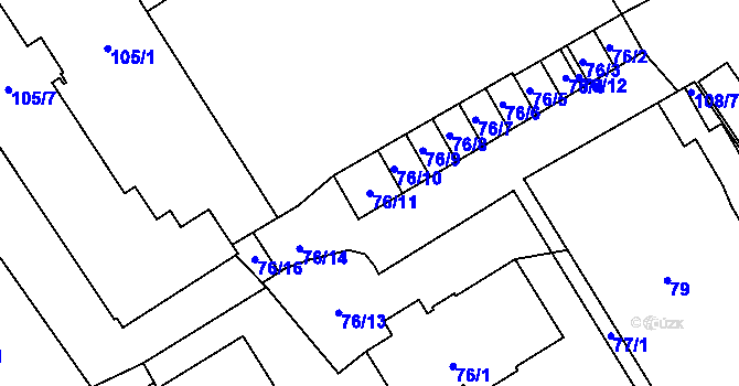 Parcela st. 76/11 v KÚ Třanovice, Katastrální mapa