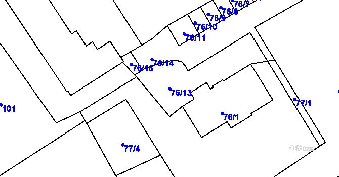 Parcela st. 76/13 v KÚ Třanovice, Katastrální mapa