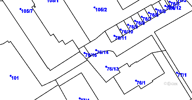 Parcela st. 76/14 v KÚ Třanovice, Katastrální mapa
