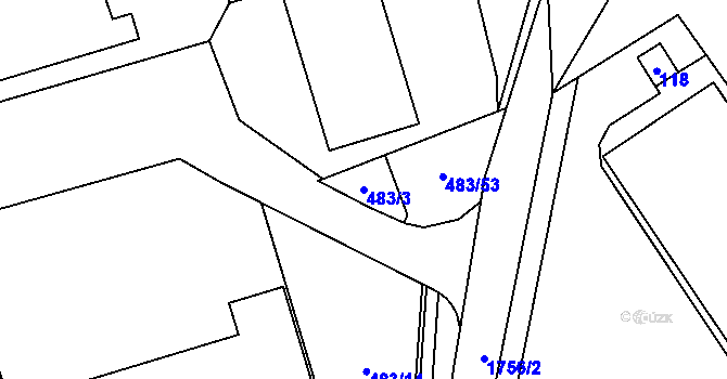Parcela st. 483/3 v KÚ Třanovice, Katastrální mapa