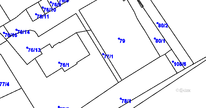 Parcela st. 77/1 v KÚ Třanovice, Katastrální mapa