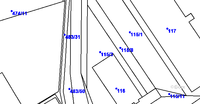 Parcela st. 115/3 v KÚ Třanovice, Katastrální mapa