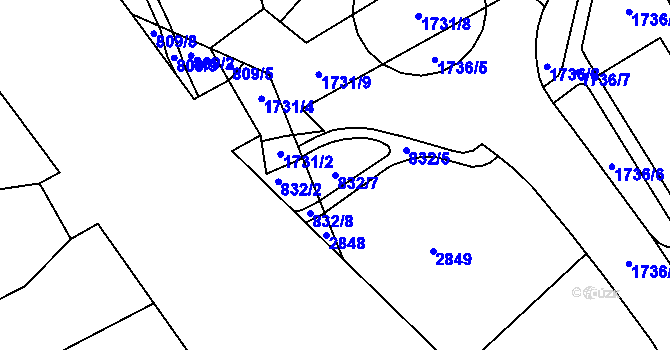 Parcela st. 832/7 v KÚ Třanovice, Katastrální mapa