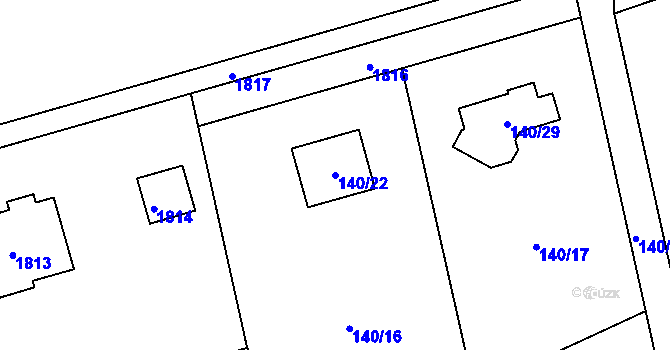 Parcela st. 140/22 v KÚ Třanovice, Katastrální mapa