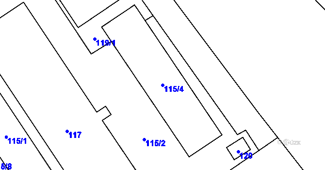Parcela st. 115/4 v KÚ Třanovice, Katastrální mapa