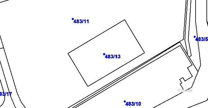 Parcela st. 483/13 v KÚ Třanovice, Katastrální mapa