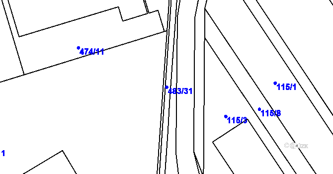 Parcela st. 483/31 v KÚ Třanovice, Katastrální mapa
