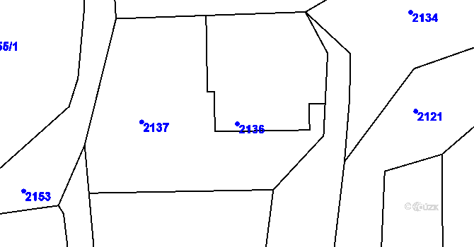 Parcela st. 2136 v KÚ Třanovice, Katastrální mapa