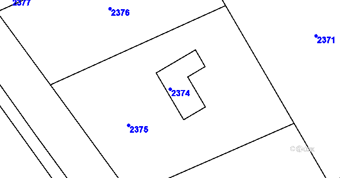 Parcela st. 2374 v KÚ Třanovice, Katastrální mapa