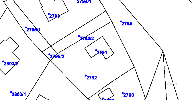 Parcela st. 2791 v KÚ Třanovice, Katastrální mapa
