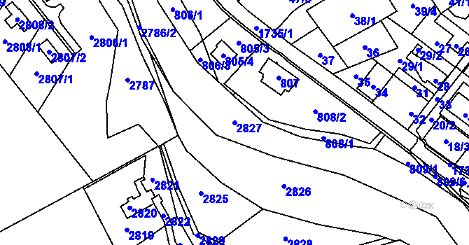 Parcela st. 2827 v KÚ Třanovice, Katastrální mapa