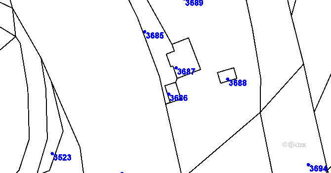 Parcela st. 3686 v KÚ Třanovice, Katastrální mapa